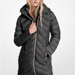 Michael Kors midnight Blue Puffer Coat Down alternative fibers animal free